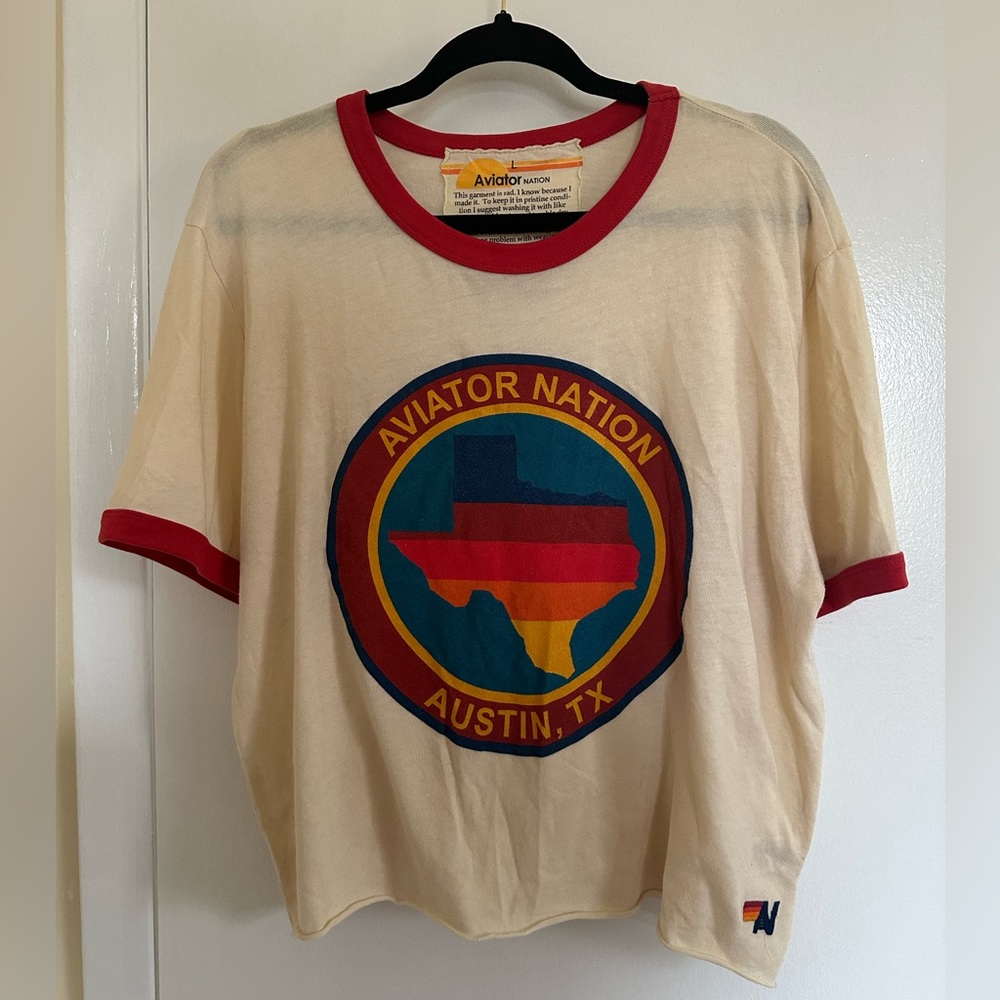 Aviator Nation Austin Tx Texas Rare Ringer Shirt